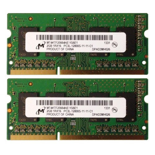 Crucial 4GB Ram kit 2X2GB DDR3L Laptop RAM PC3L-12800 1600MHz 