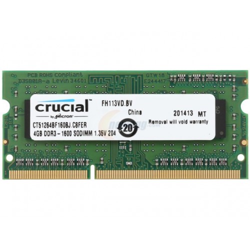 Crucial 4GB Ram DDR3L-1600 SODIMM - CT51264BF160BJ